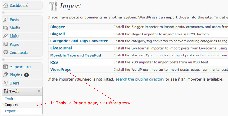 import sample database into wordpress