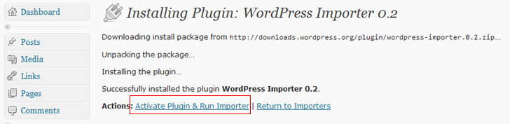 run wordpress importer
