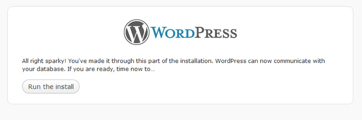 run wordpress install