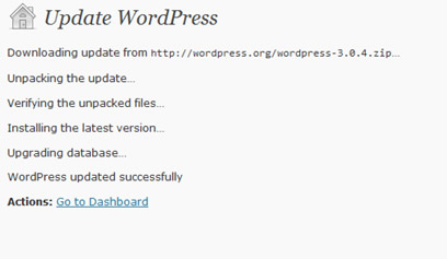 Wordpress updated successfully