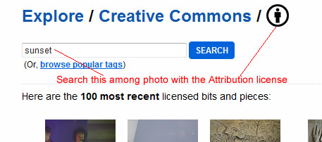 search attribution license on Flickr