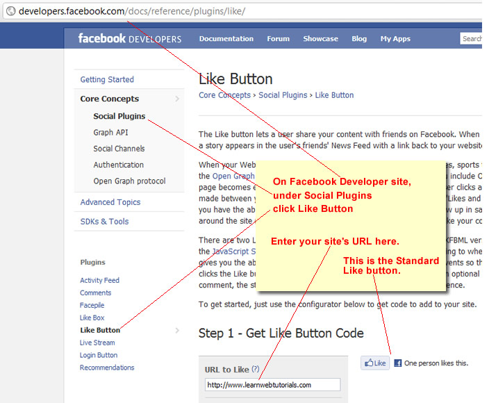 facebook like button for website. Enter Site URL