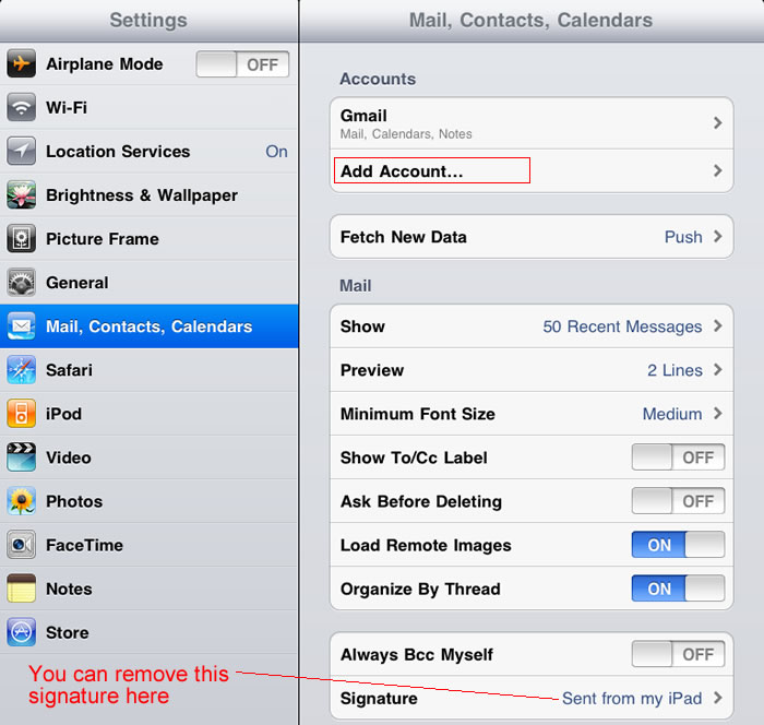 add email account to ipad