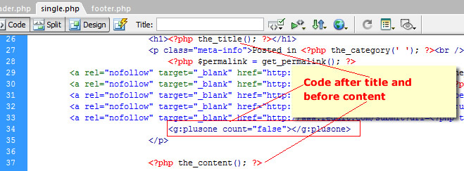 Google plus code on page