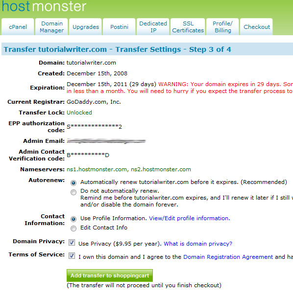 complete domain name transfer