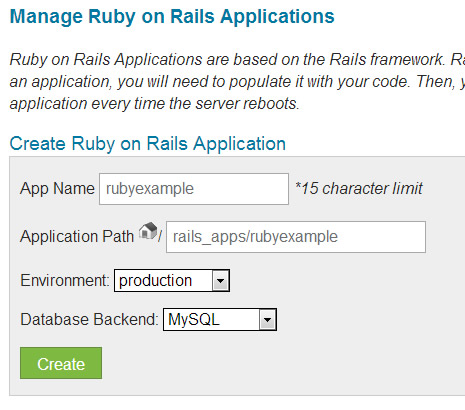 Manage Ruby on Rails in CPanel