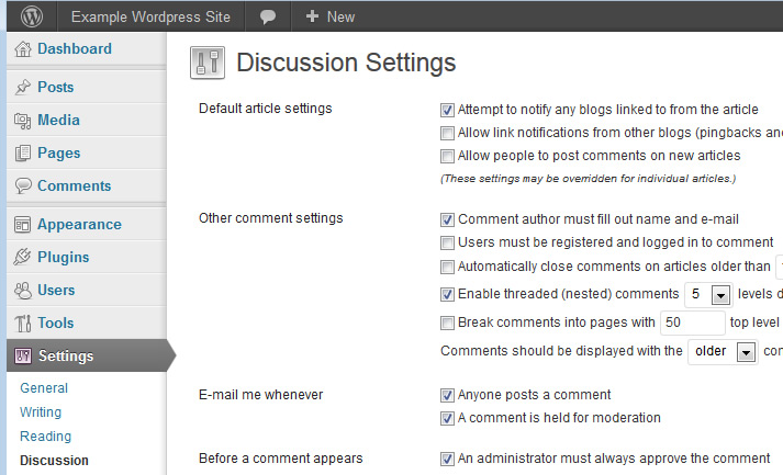 disable comments in wordpress