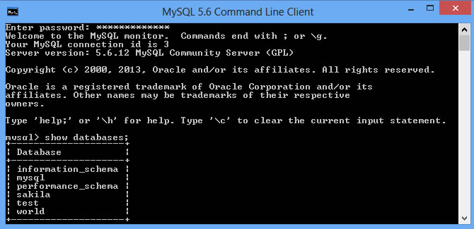 MySQL Command prompt