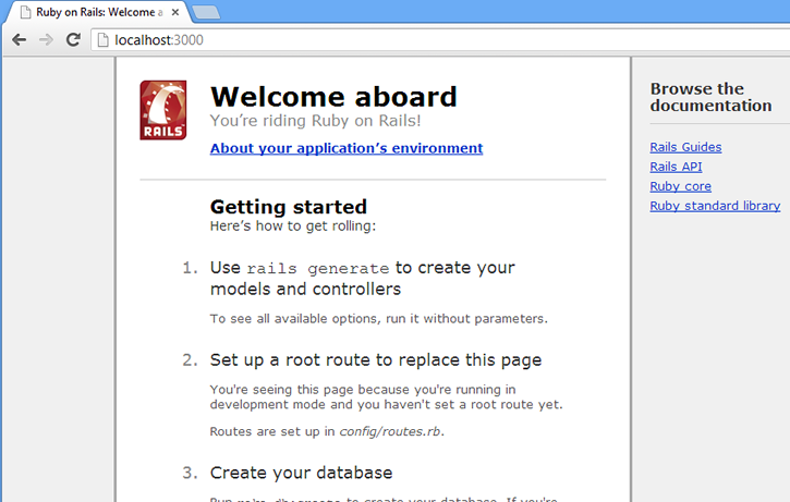 rails welcome page