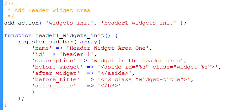 code to register widget
