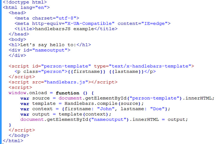 complete handlebarsjs code example
