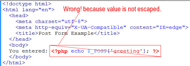 wrong way to submit echo form values