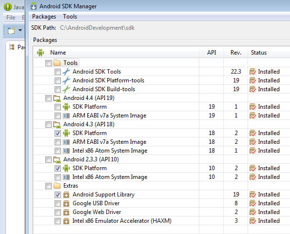 Android SDK manager