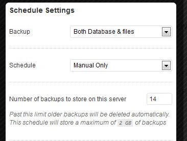 backup database and files