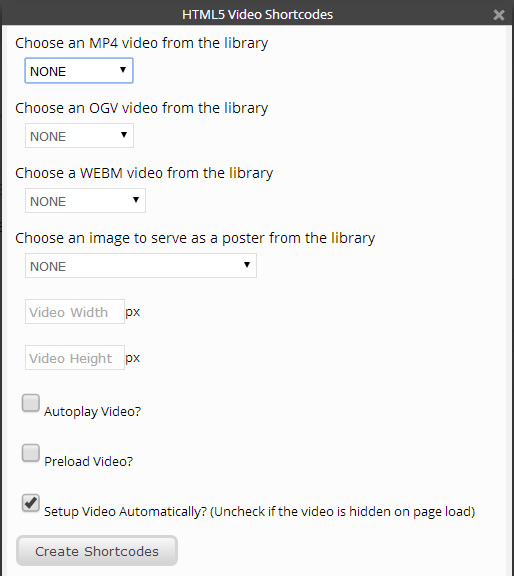 html5 video settings