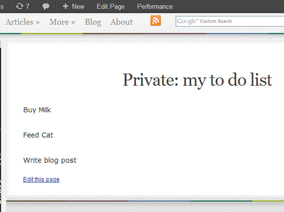 private page wordpress