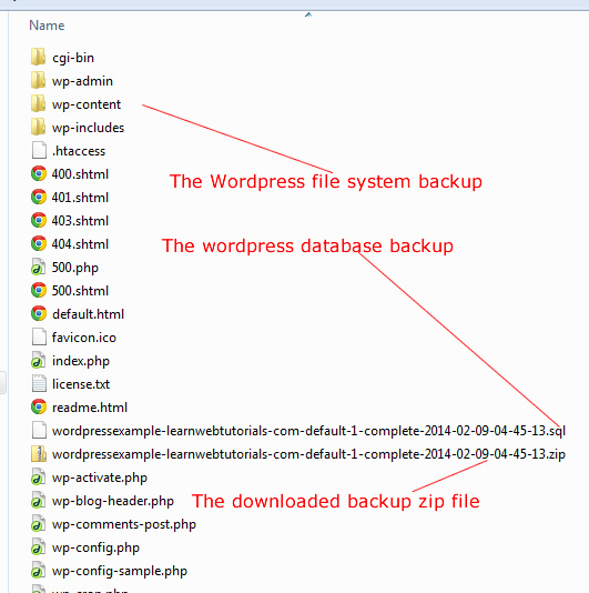 backup wordpress files