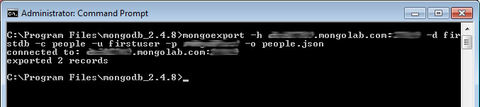 mongoexport command