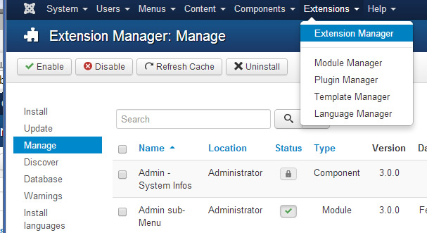 Joomla! Extension Manager
