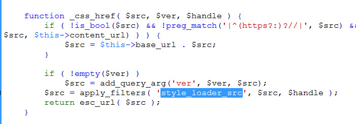 apply_filters on style_loader_src