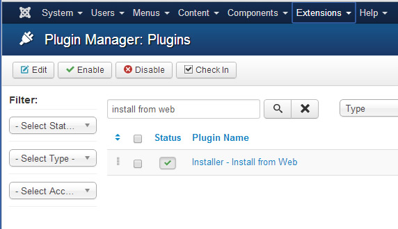Joomla install from web plugin
