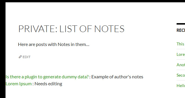 list of post with custom field Notes