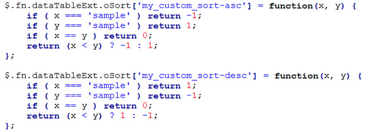 custom sort function