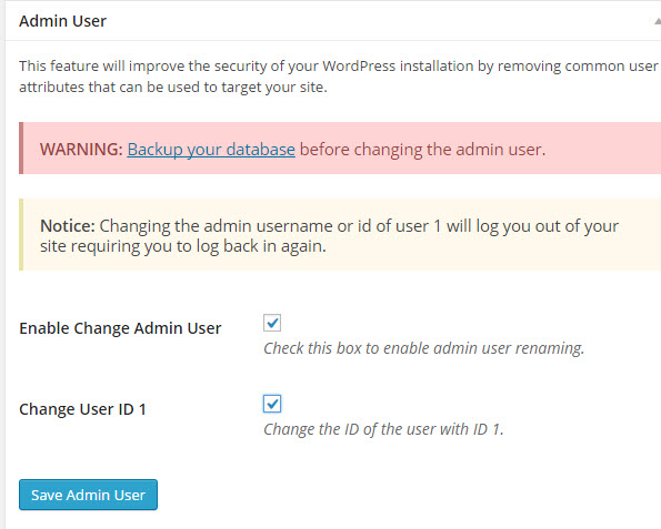change admin user id 1