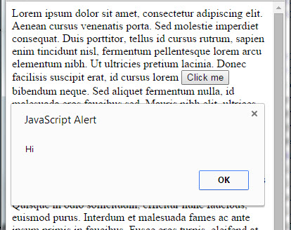 javascript alert in Chrome