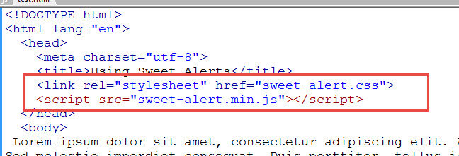 reference the sweetAlerts files