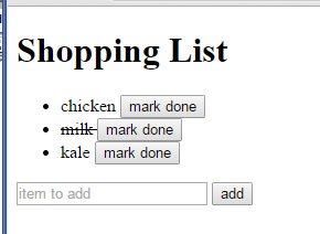 shopping list with completed items